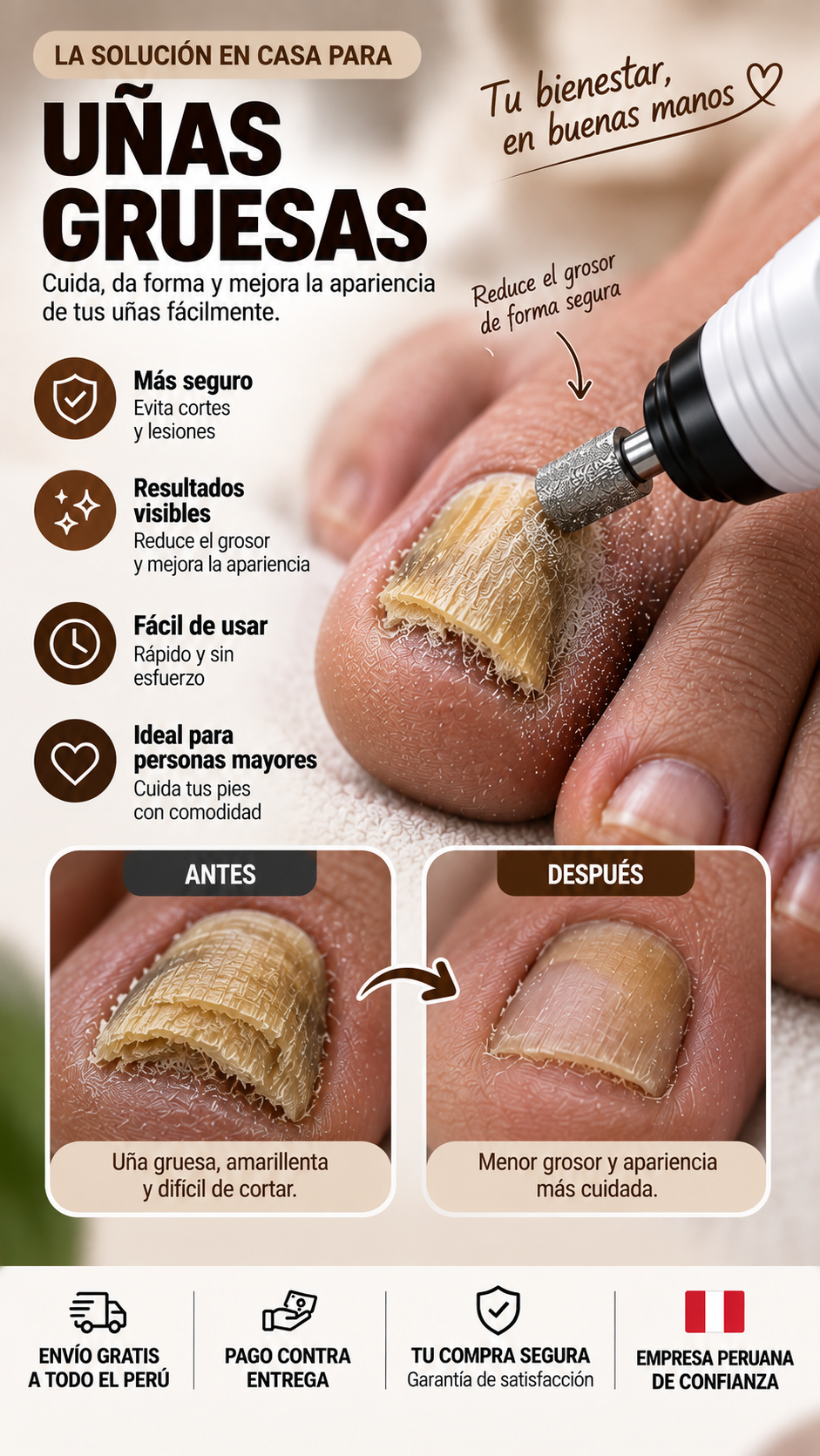 💎 NailCare Pro™ ⚡ Sistema Eléctrico de Precisión para Uñas Gruesas✨